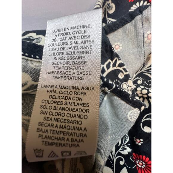 Van Heusen Studio Fitted Floral Button-Up Shirt Black Red White L - Picture 4 of 5